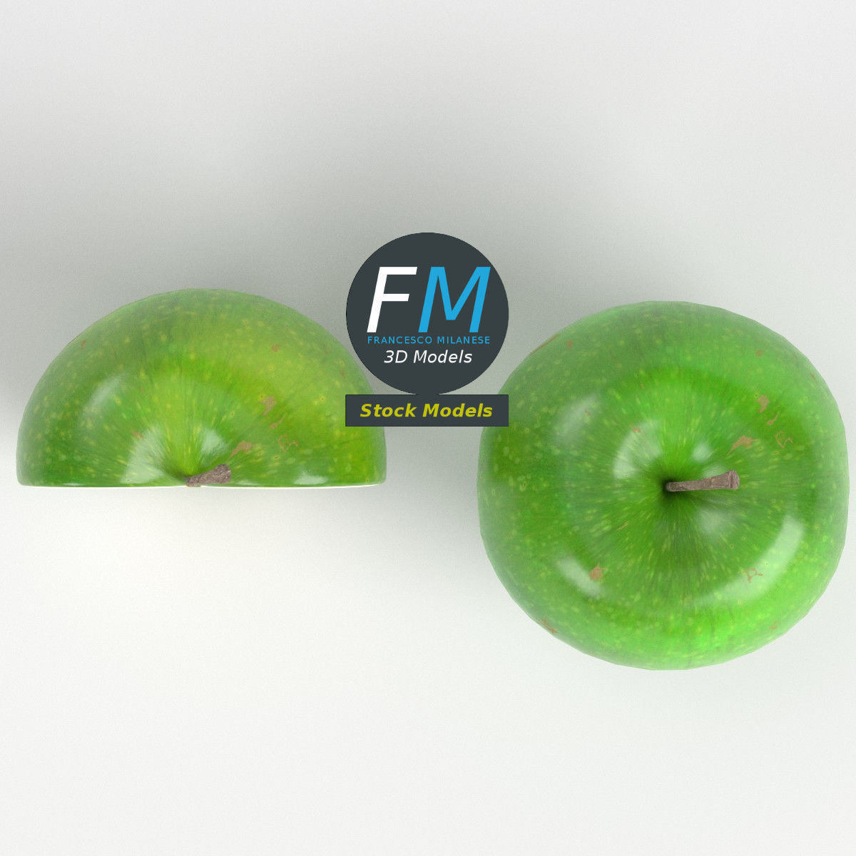 Green apples 3D model_6