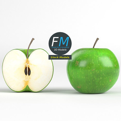 Green apples 3D model 3