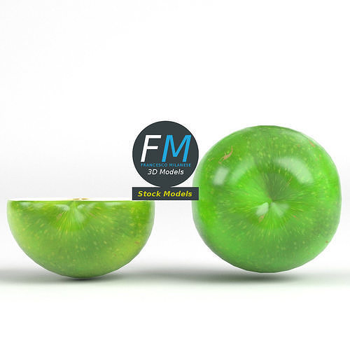 Green apples 3D model 4