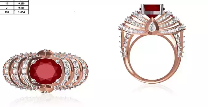 Women Wedding Engagement Ring STL OBJ FBX JCD Details