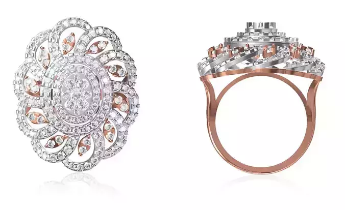 Women Wedding Engagement Ring STL OBJ FBX JCD Details