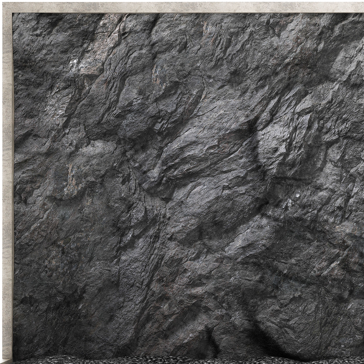 Wall composition black stone rock 3D model_8