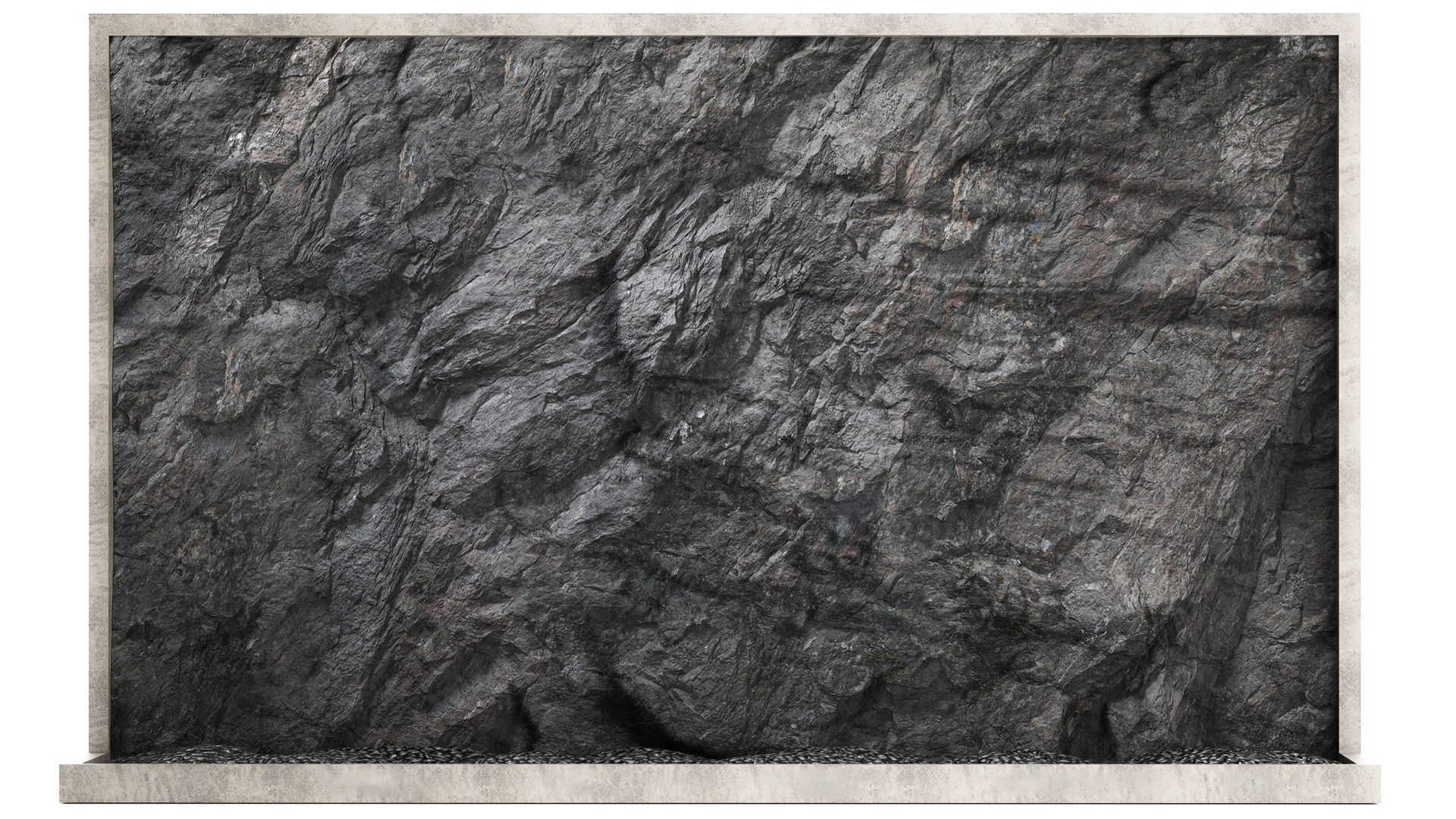 Wall composition black stone rock 3D model_7