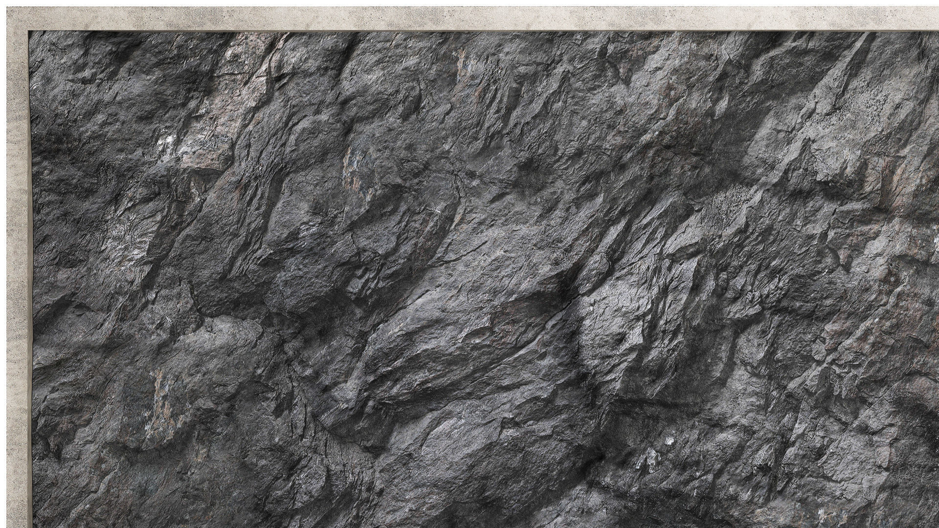 Wall composition black stone rock 3D model_3