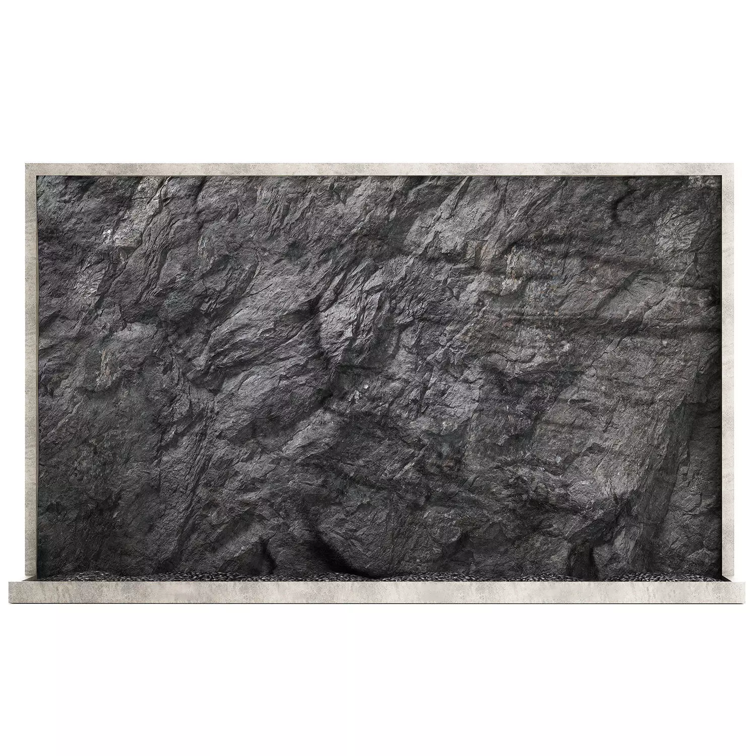 Wall composition black stone rock 3D model_0