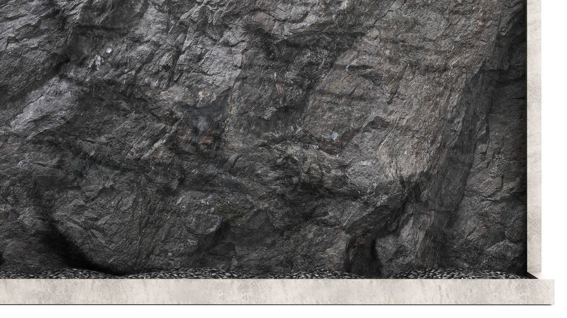 Wall composition black stone rock 3D model_12