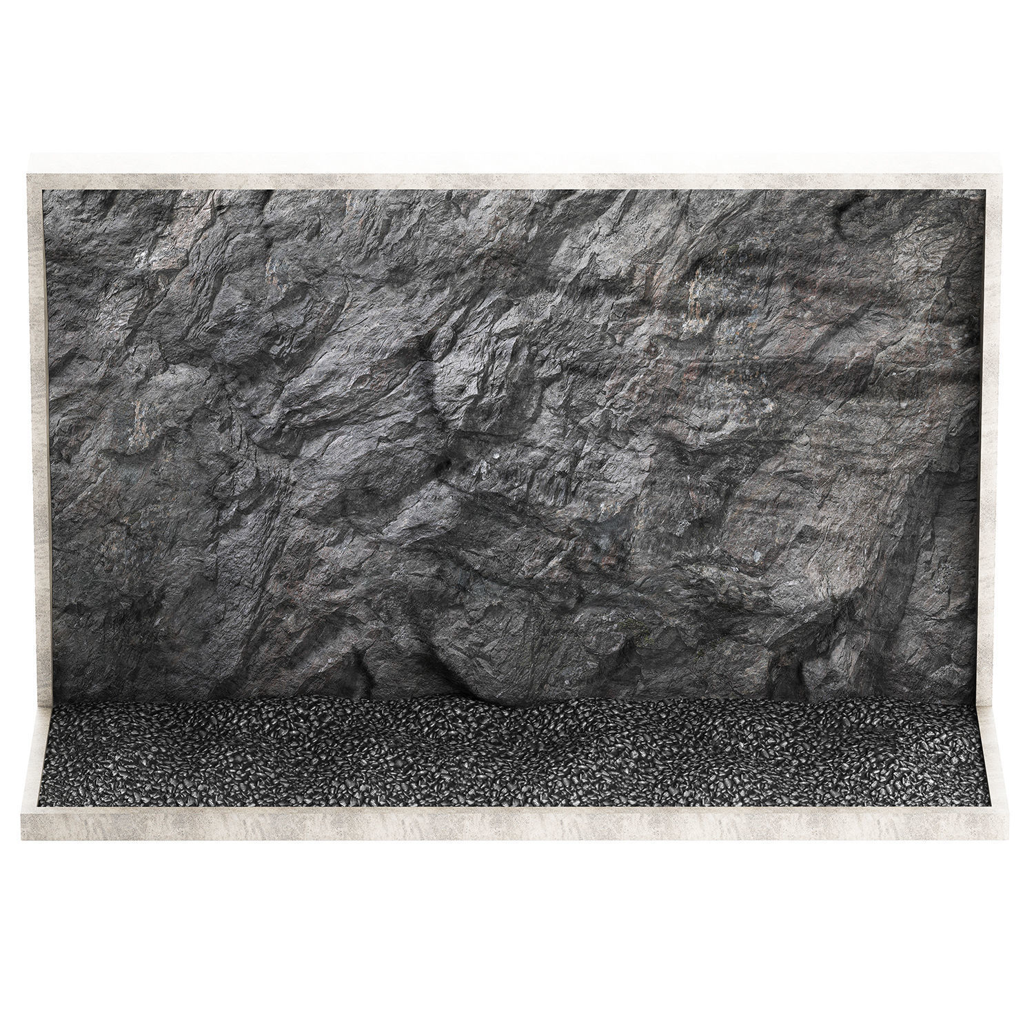 Wall composition black stone rock 3D model_6