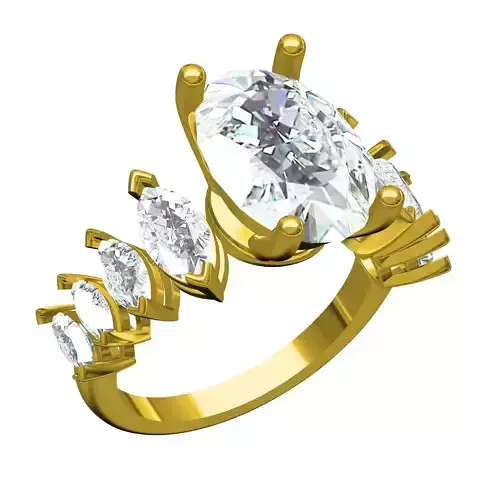 Oval and Marquise Diamond Solitaire Ring