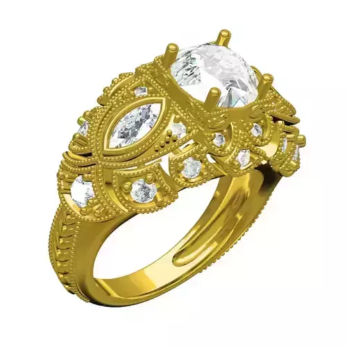 Antique Art Deco Style Wedding Ring for Women