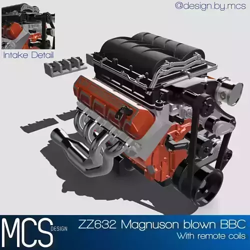 MAGNUSON SUPERCHARGED CHEV ZZ632 ENGINE COMPLETE 3D print model