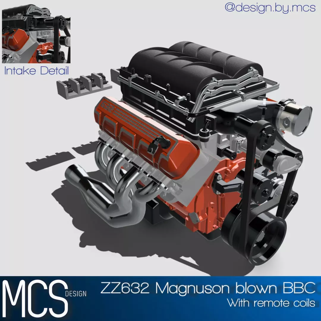 MAGNUSON SUPERCHARGED CHEV ZZ632 ENGINE COMPLETE 3D print model_0