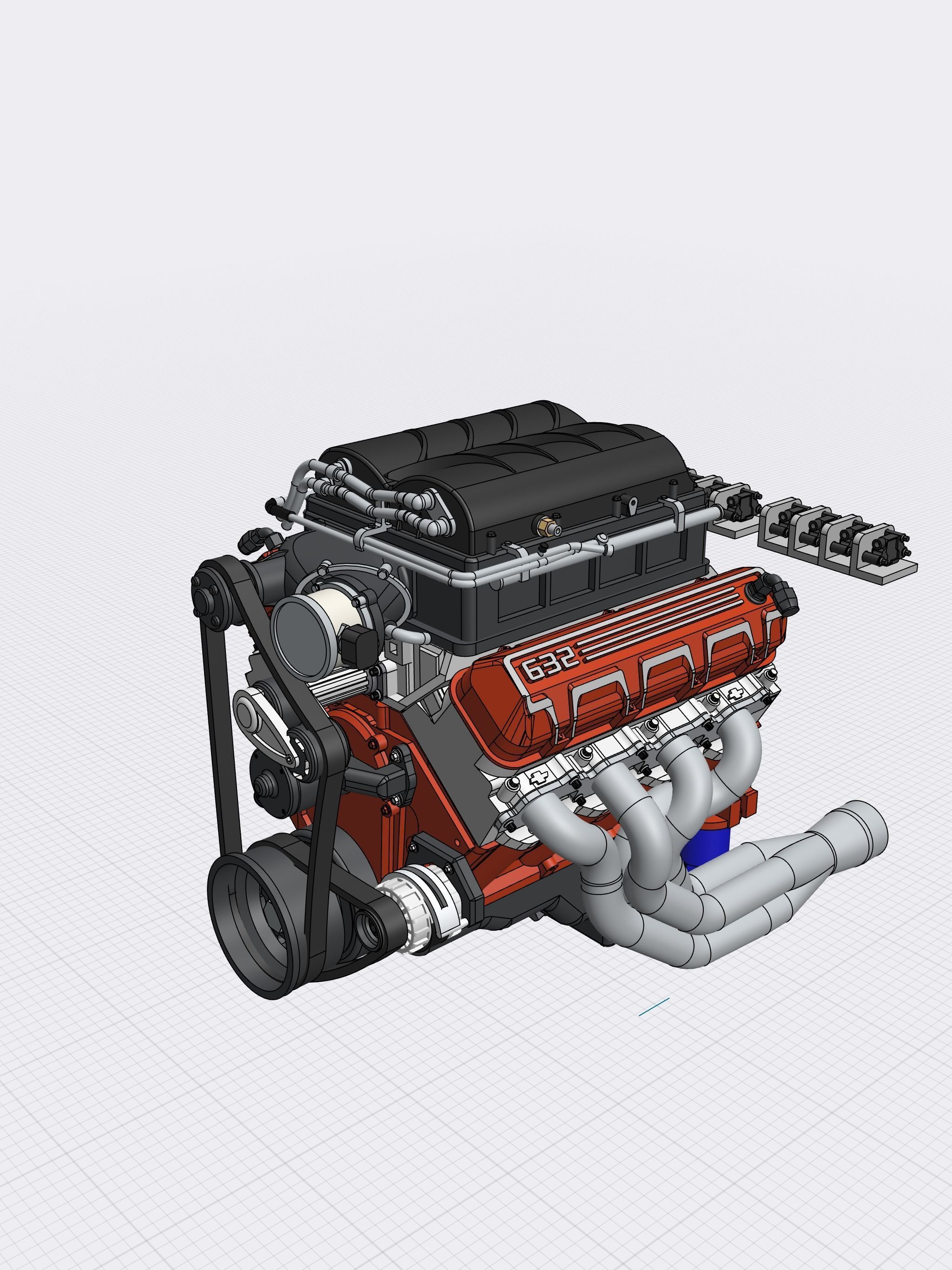 MAGNUSON SUPERCHARGED CHEV ZZ632 ENGINE COMPLETE 3D print model_15