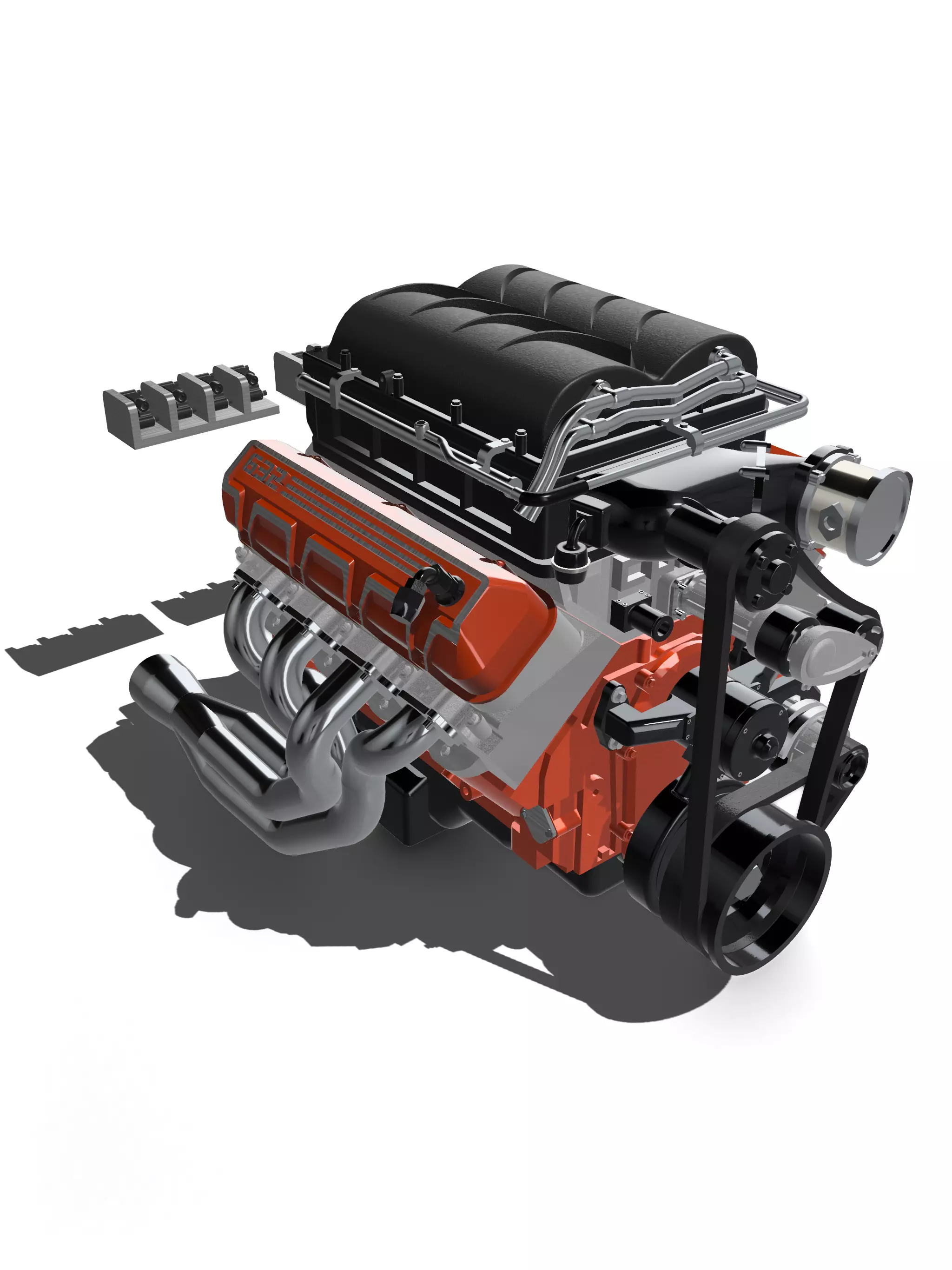 MAGNUSON SUPERCHARGED CHEV ZZ632 ENGINE COMPLETE 3D print model_1