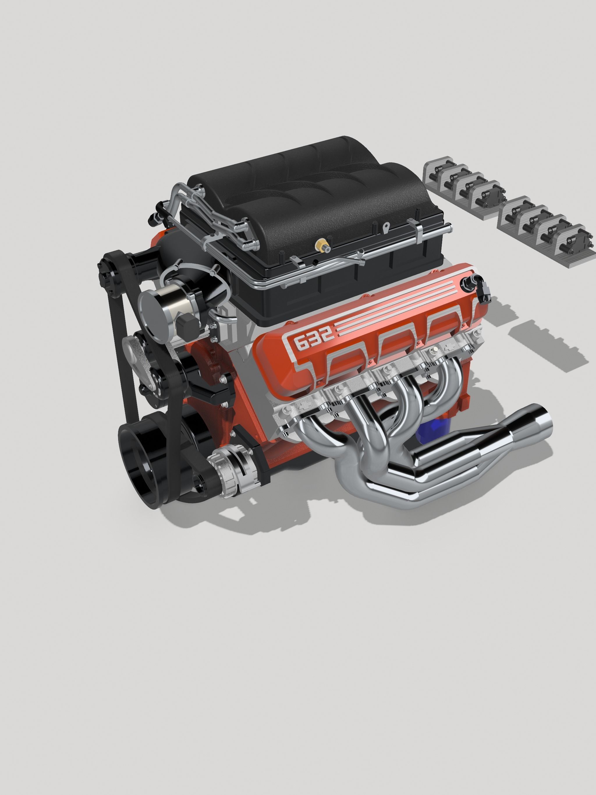 MAGNUSON SUPERCHARGED CHEV ZZ632 ENGINE COMPLETE 3D print model_5