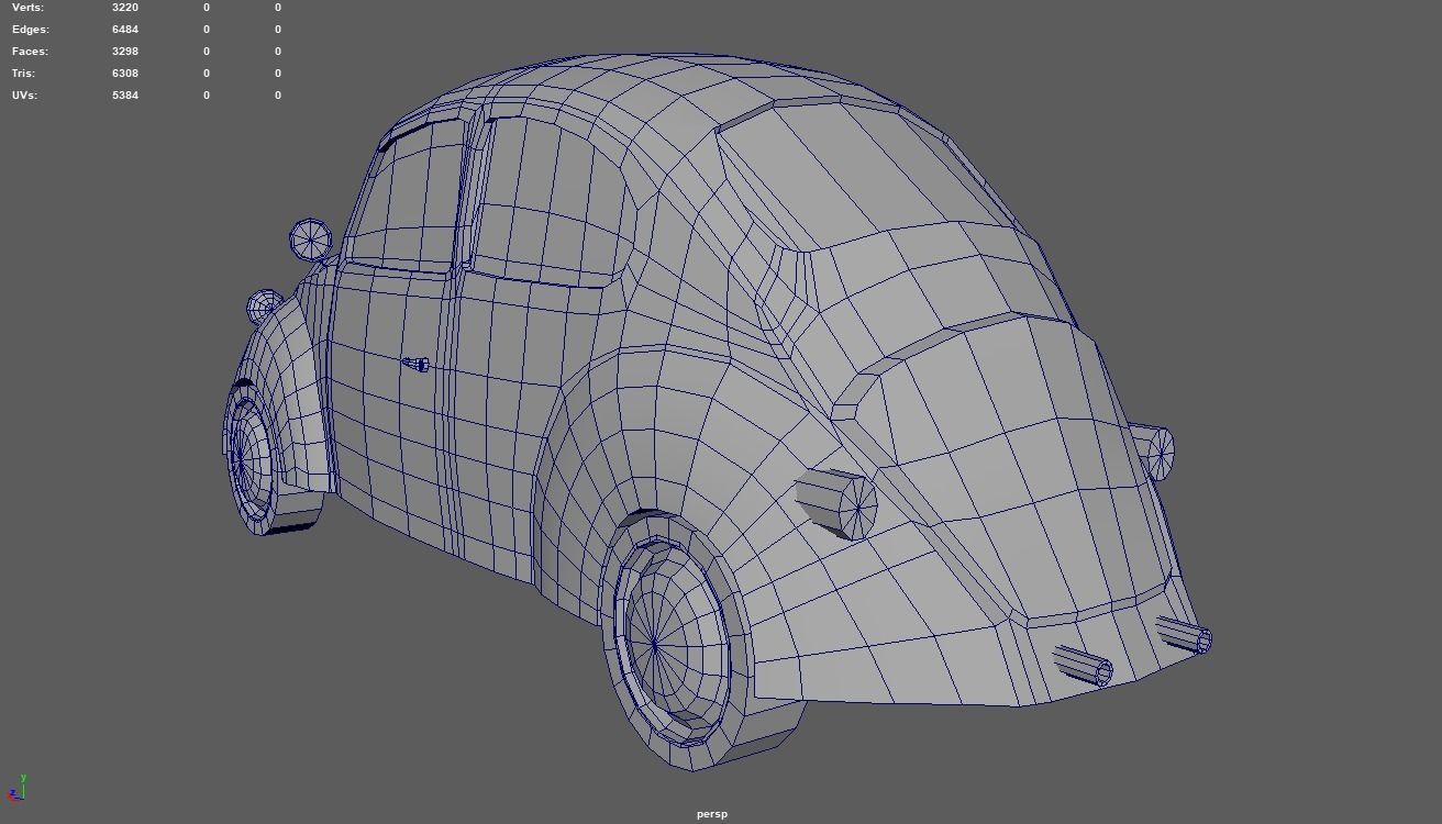 Low Poly Classic Car 01 Low-poly 3D model_8