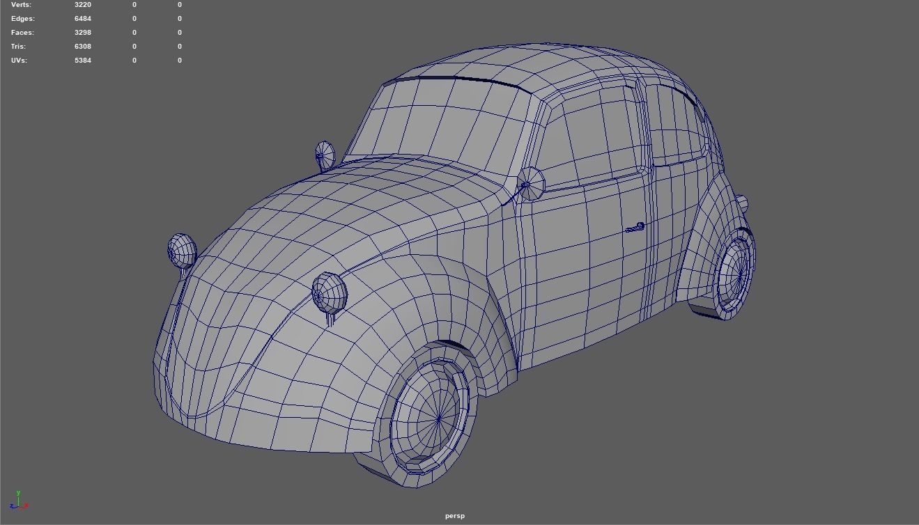 Low Poly Classic Car 01 Low-poly 3D model_7