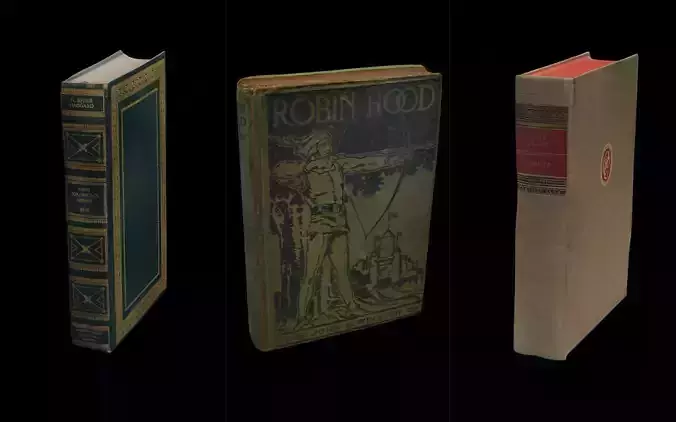 Pack of Photo-Scanned Antique Books -Digital Art-game ready Low-poly 3D model