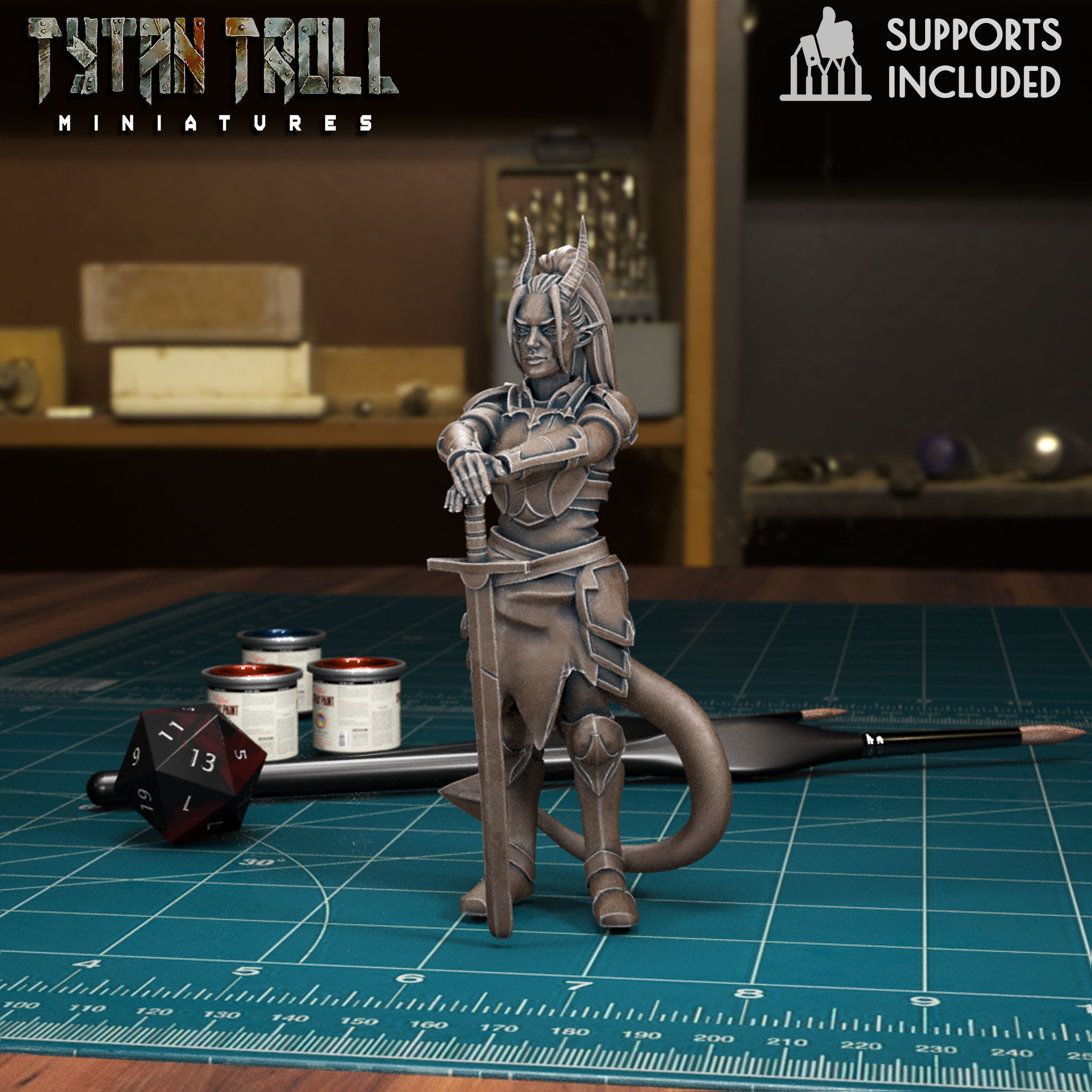 DND Heroes - Tiefling Fighters - Pre-Supported 3D print model_1