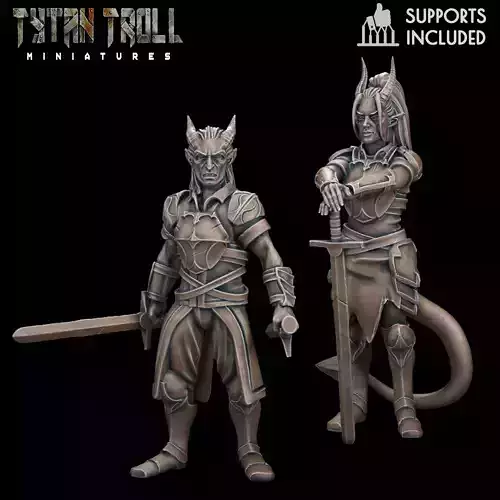 DND Heroes - Tiefling Fighters - Pre-Supported