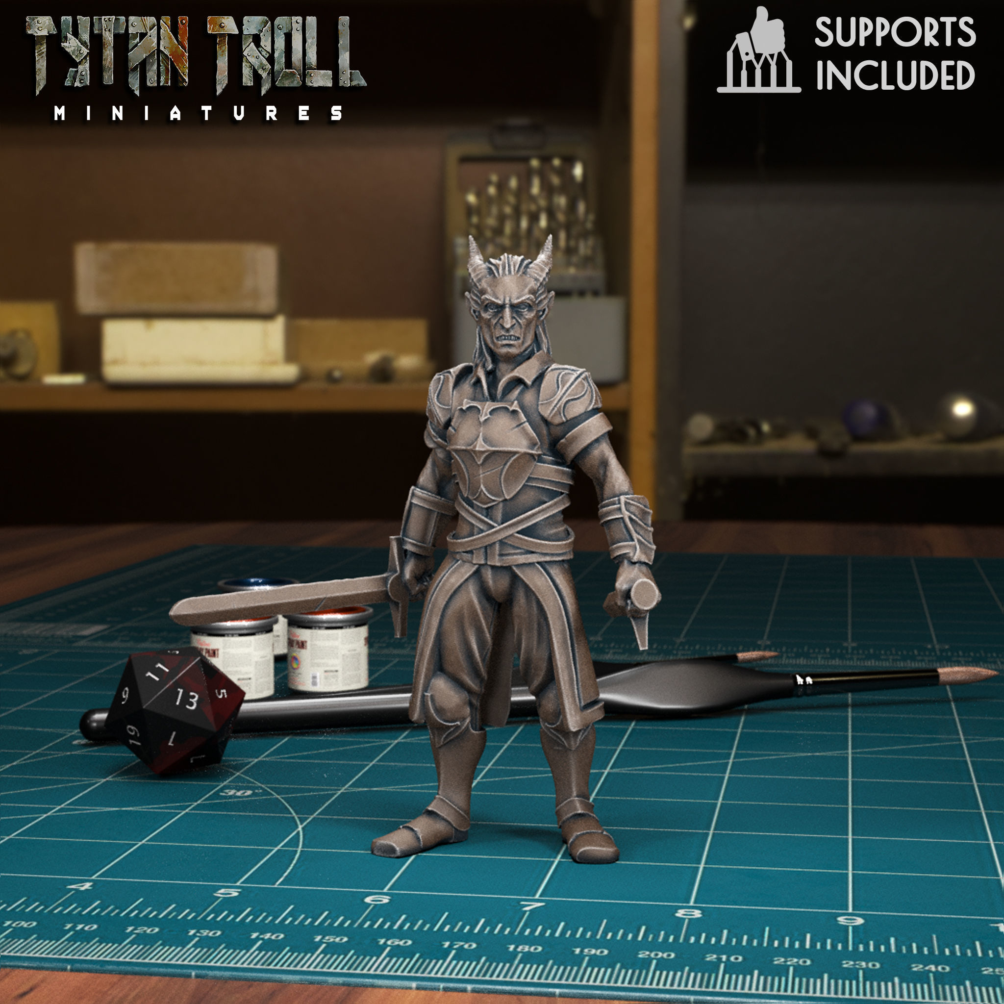 DND Heroes - Tiefling Fighters - Pre-Supported 3D print model_2
