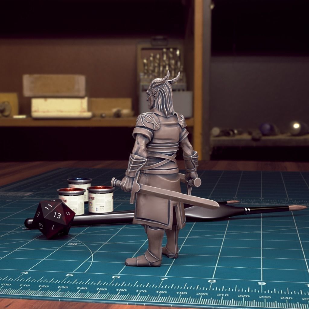 DND Heroes - Male Tiefling Fighter - Pre-Supported 3D print model_4
