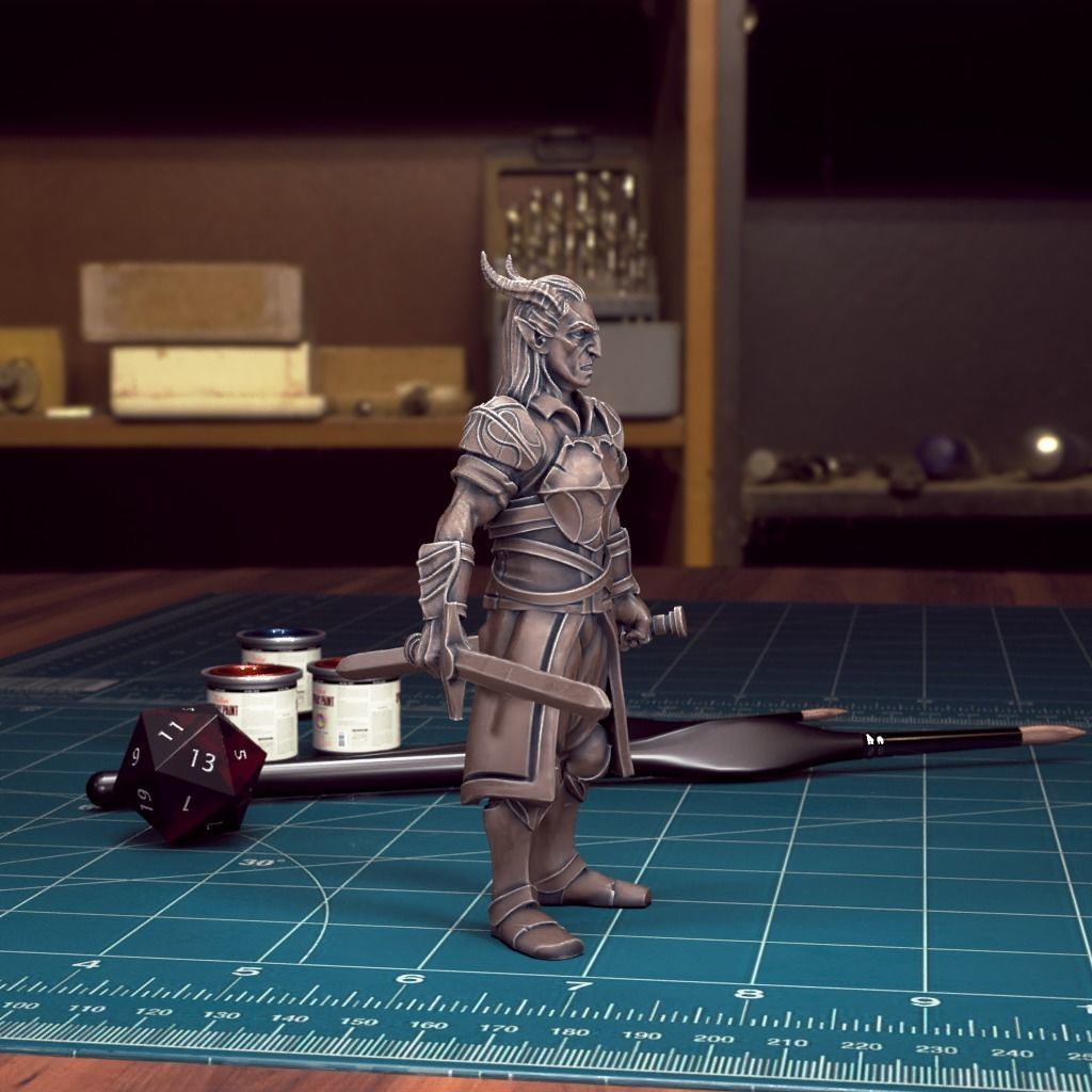 DND Heroes - Male Tiefling Fighter - Pre-Supported 3D print model_2