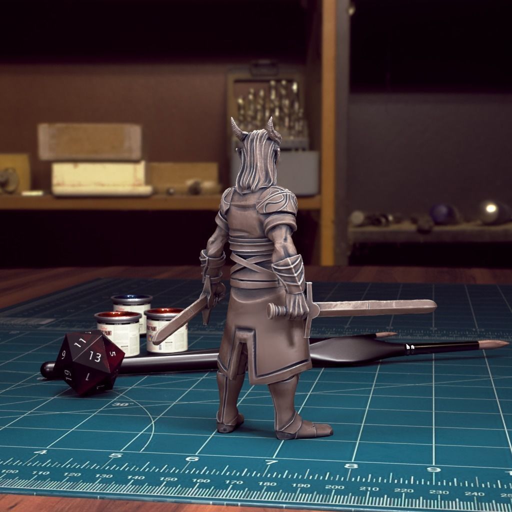DND Heroes - Male Tiefling Fighter - Pre-Supported 3D print model_3