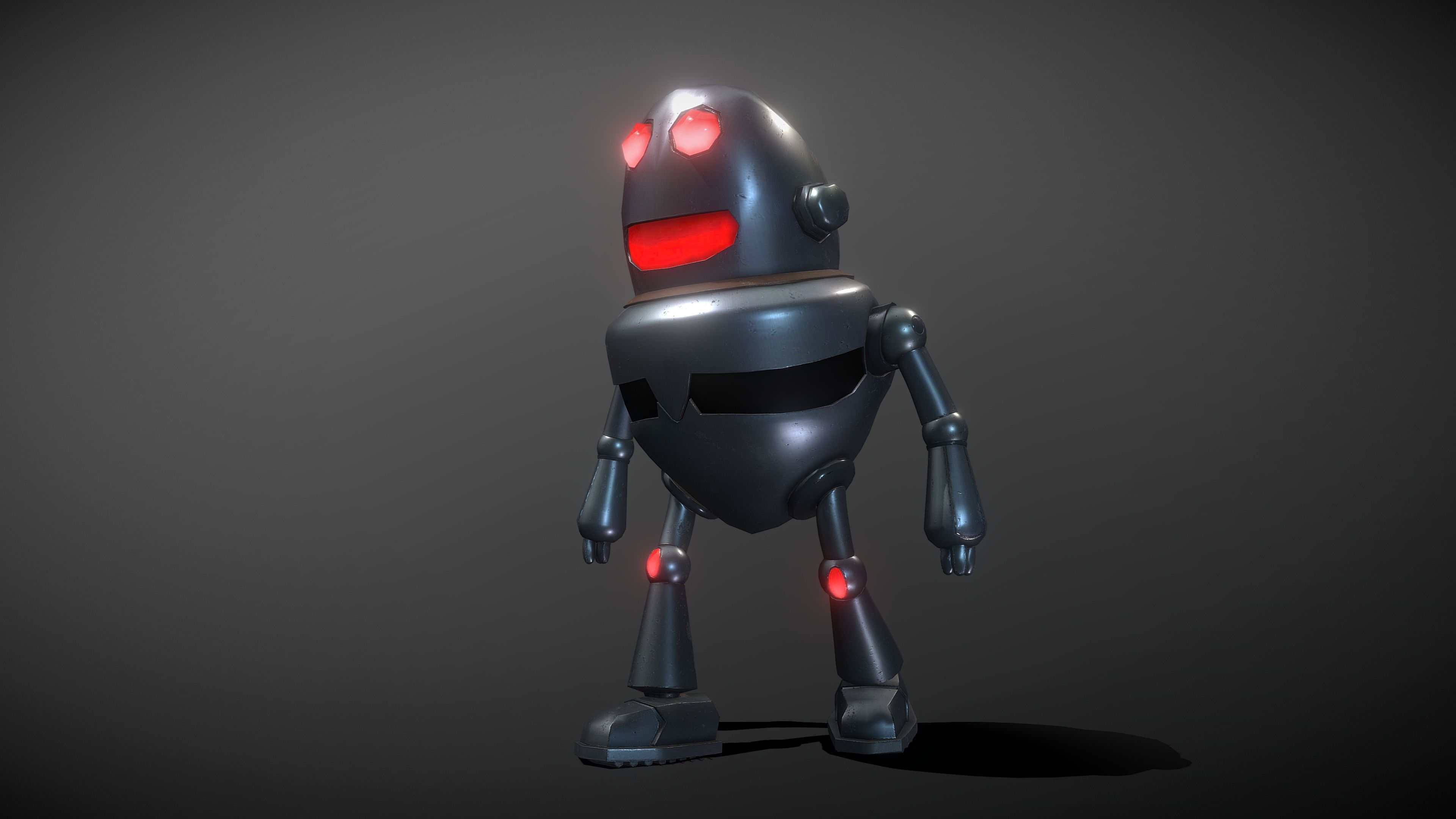 Cute Robot Low-poly 3D model_6