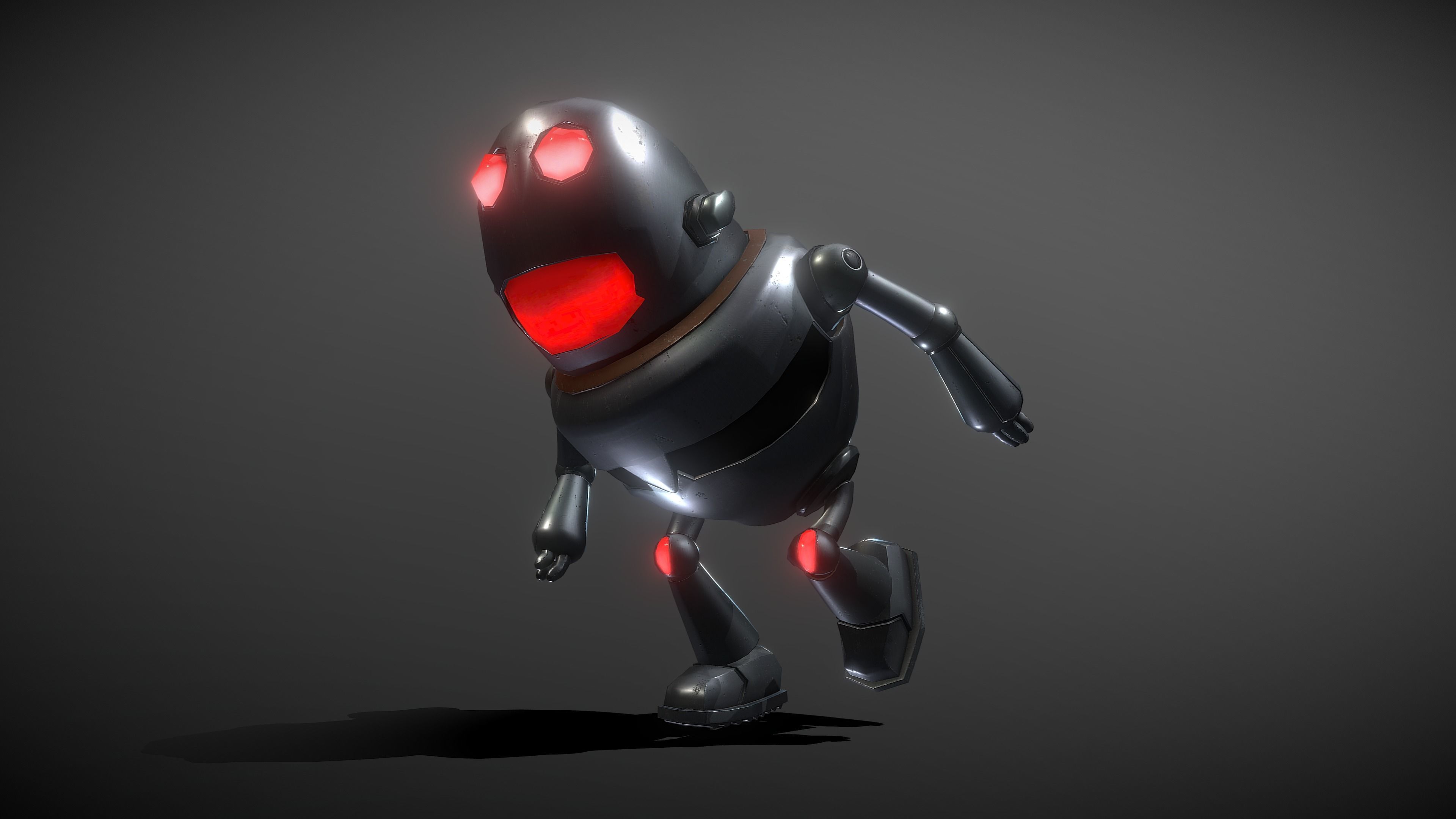 Cute Robot Low-poly 3D model_3