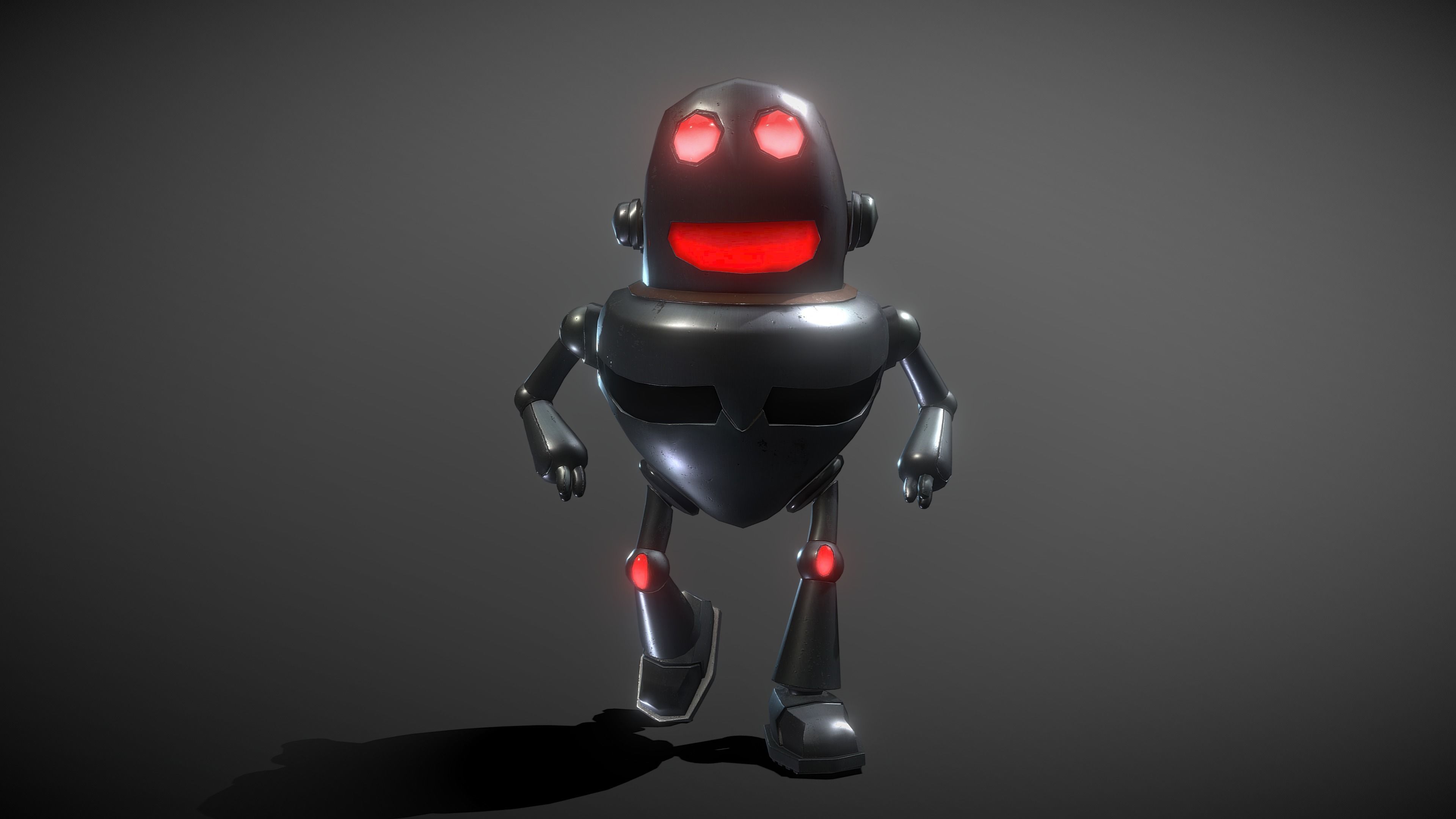 Cute Robot Low-poly 3D model_4