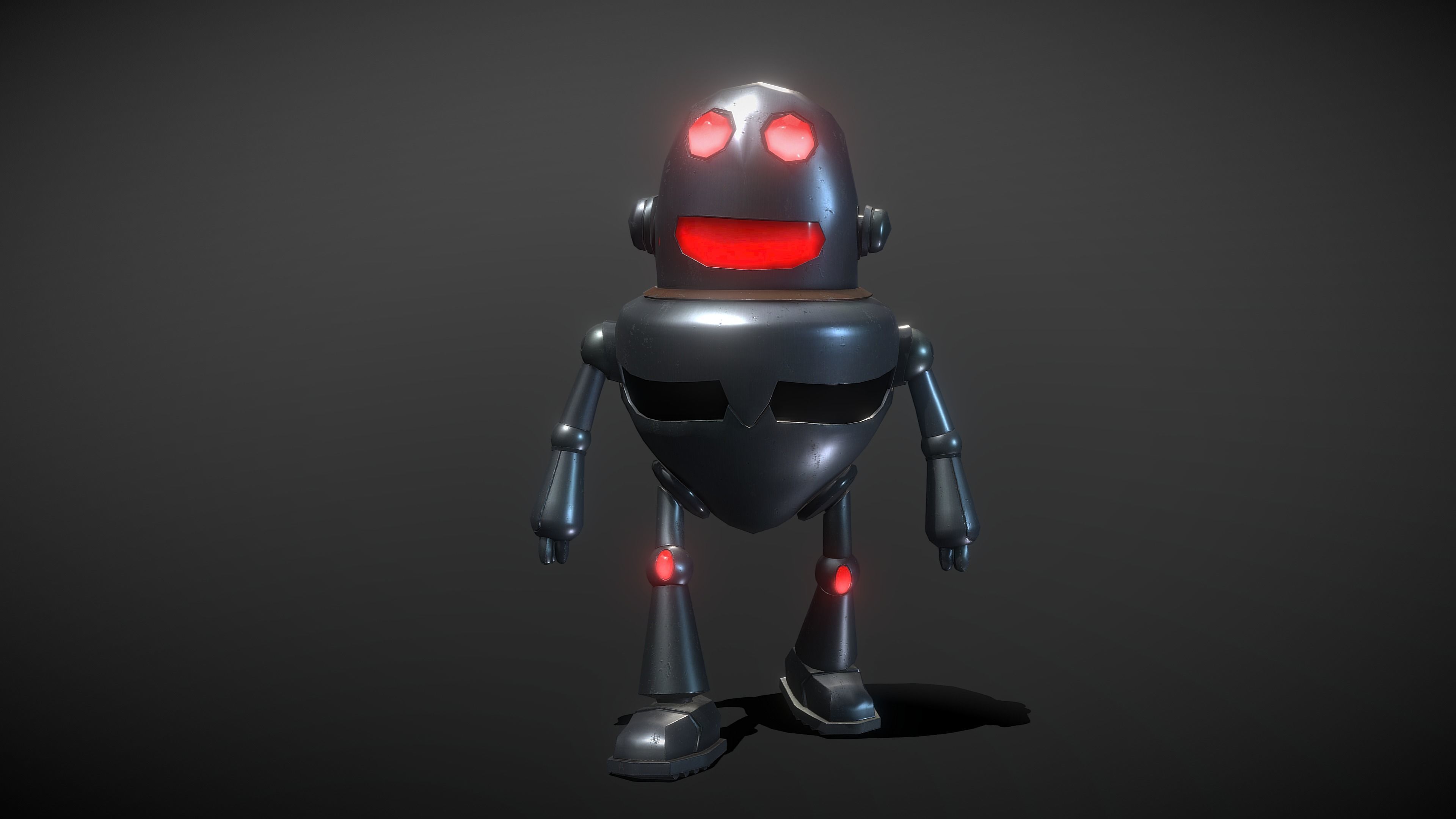 Cute Robot Low-poly 3D model_5