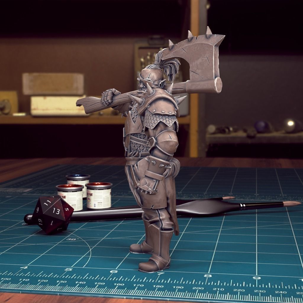 DND Heroes - Male Orc Fighter - Pre-Supported 3D print model_2