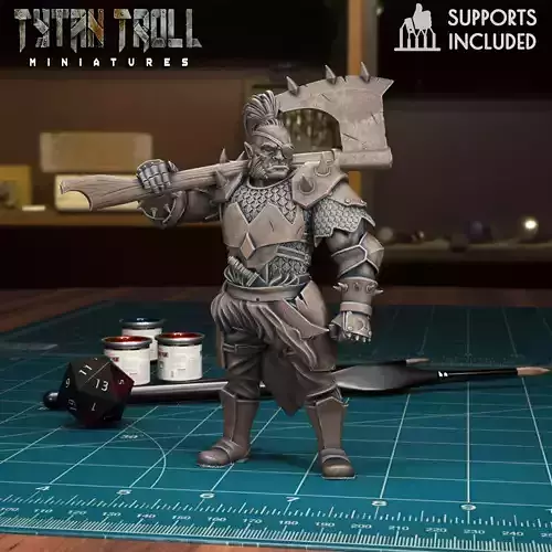 DND Heroes - Male Orc Fighter - Pre-Supported