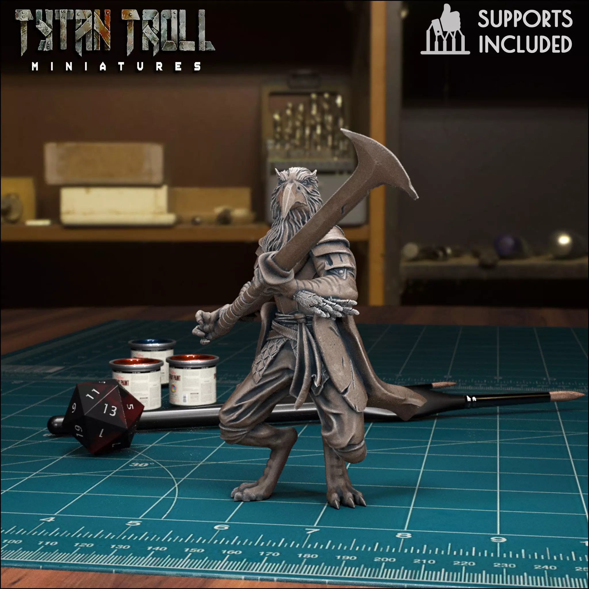 DND Heroes Male Kenku Fighter - Pre-Supported 3D print model_0