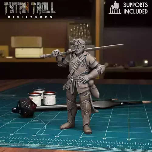 DND Heroes Male Tiefling Fighter - Pre-Supported 3D print model
