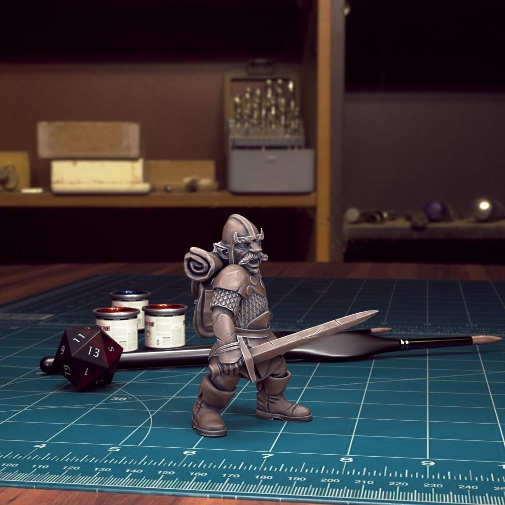 DND Heroes - Male Gnome Fighter - Pre-Supported 3D print model_4