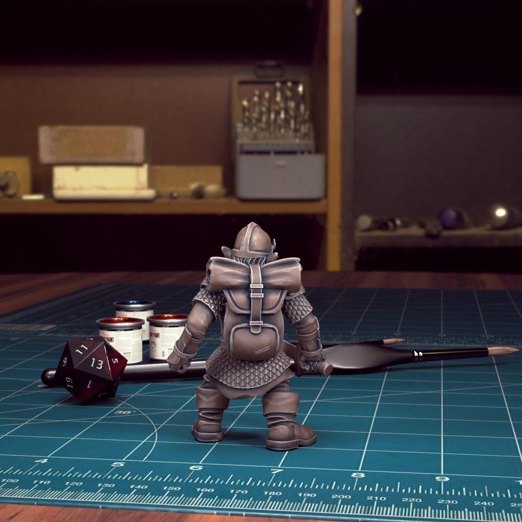 DND Heroes - Male Gnome Fighter - Pre-Supported 3D print model_3