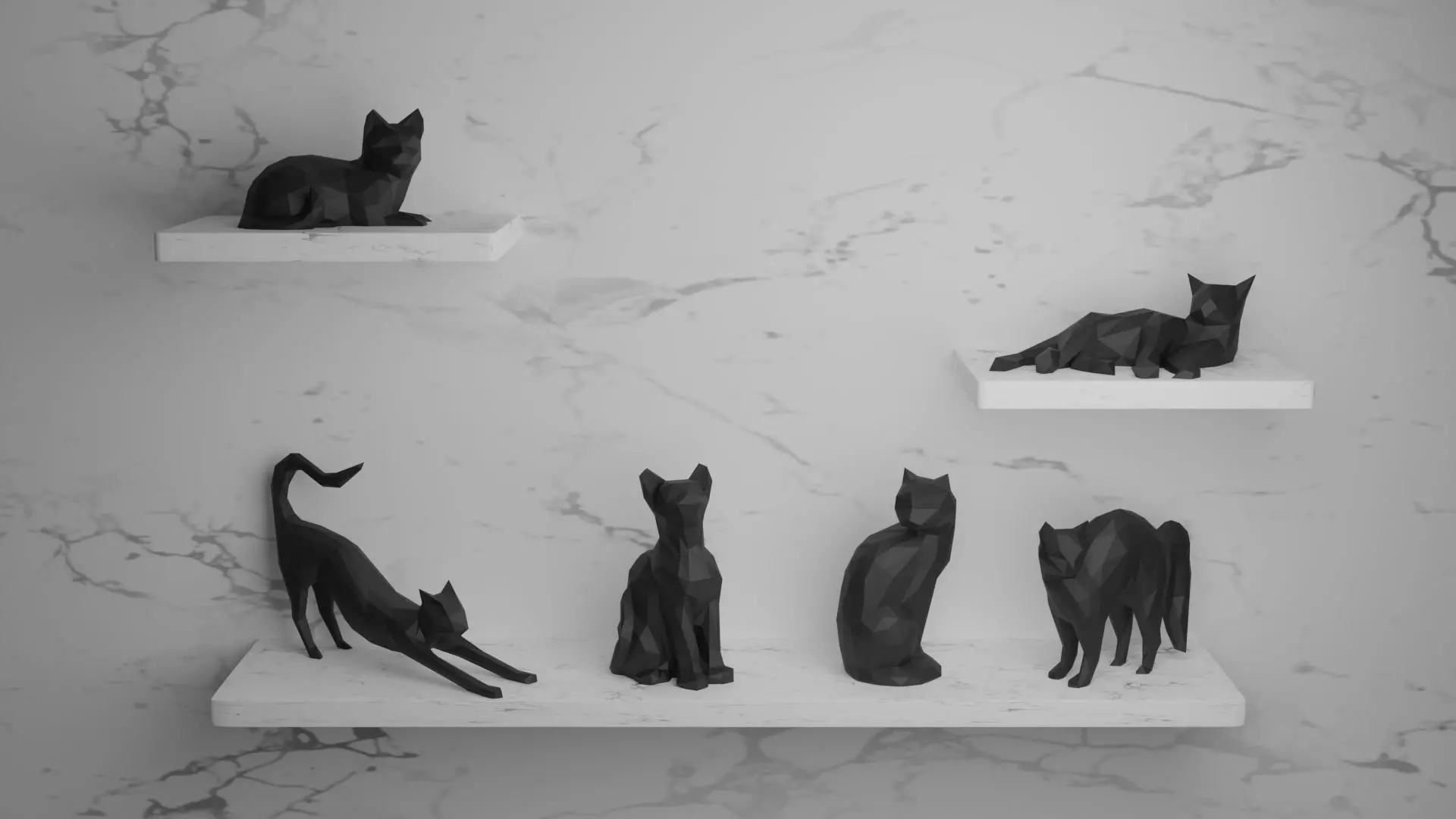 Cat Low Poly 3D Model Collection_0