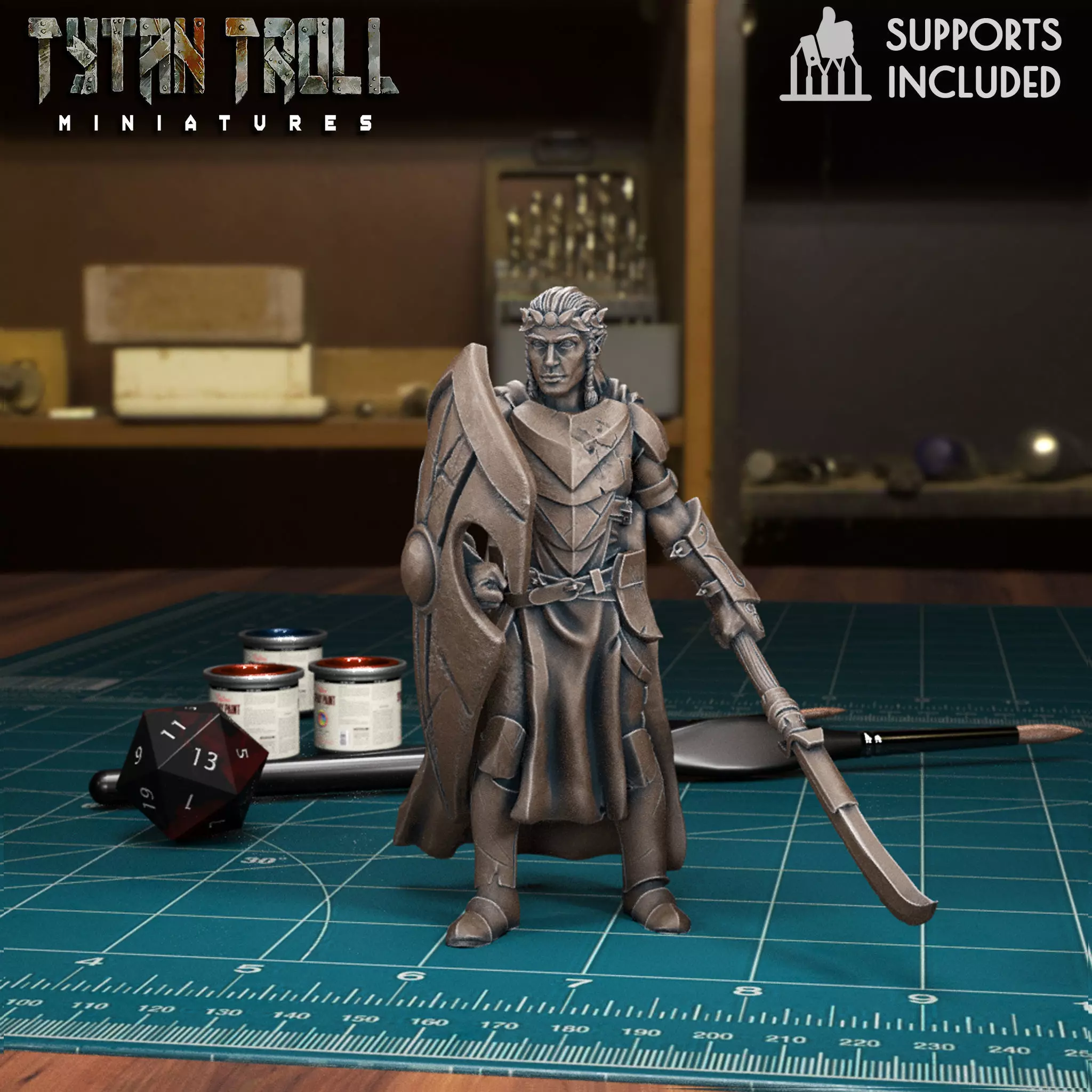 DND Heroes - Male Elf Fighter - Pre-Supported 3D print model