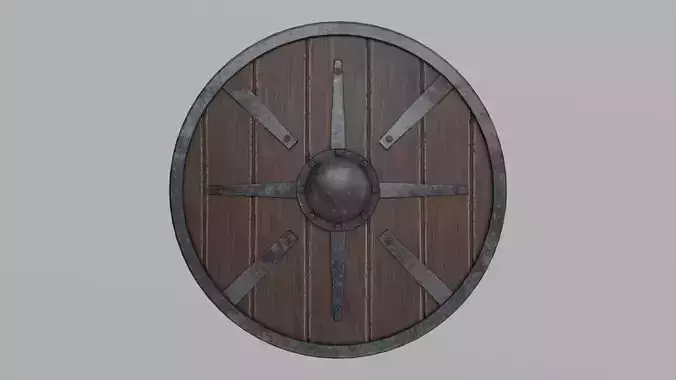 Medieval round wooden shield