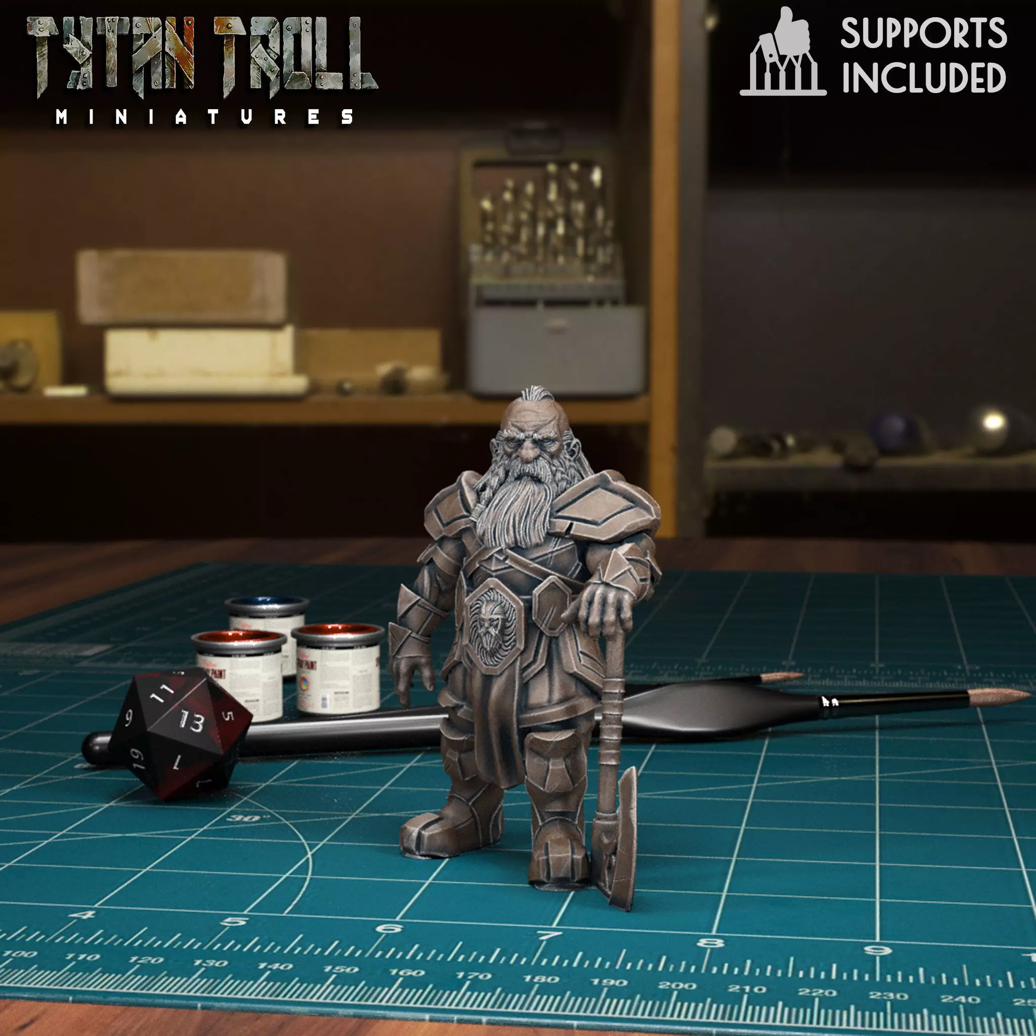 DND Heroes - Male Dwarf Fighter - Pre-Supported 3D print model