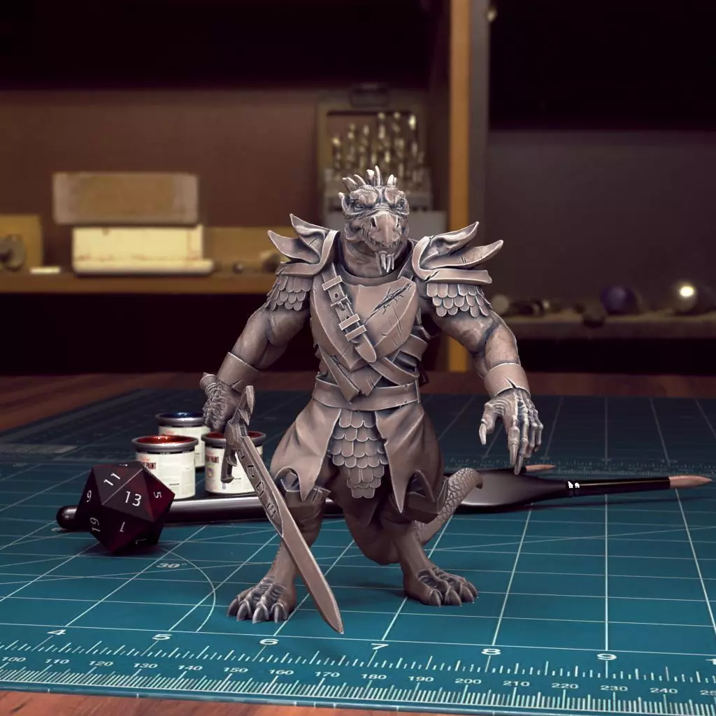 DND Heroes - Male Dragonborn Fighter - Pre-Supported 3D print model