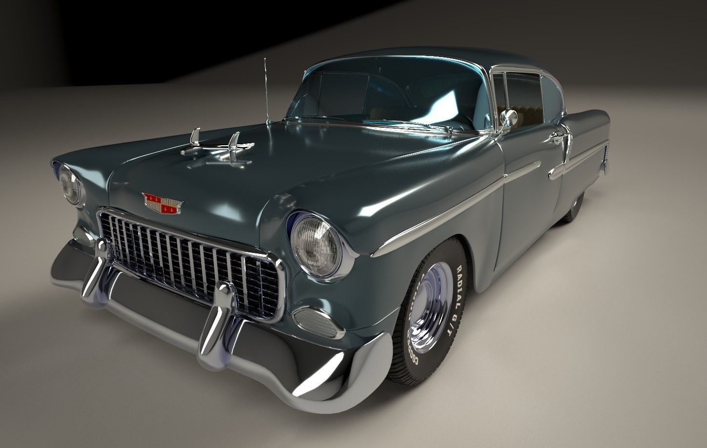 Classic Custom 50s Car 3D model_3