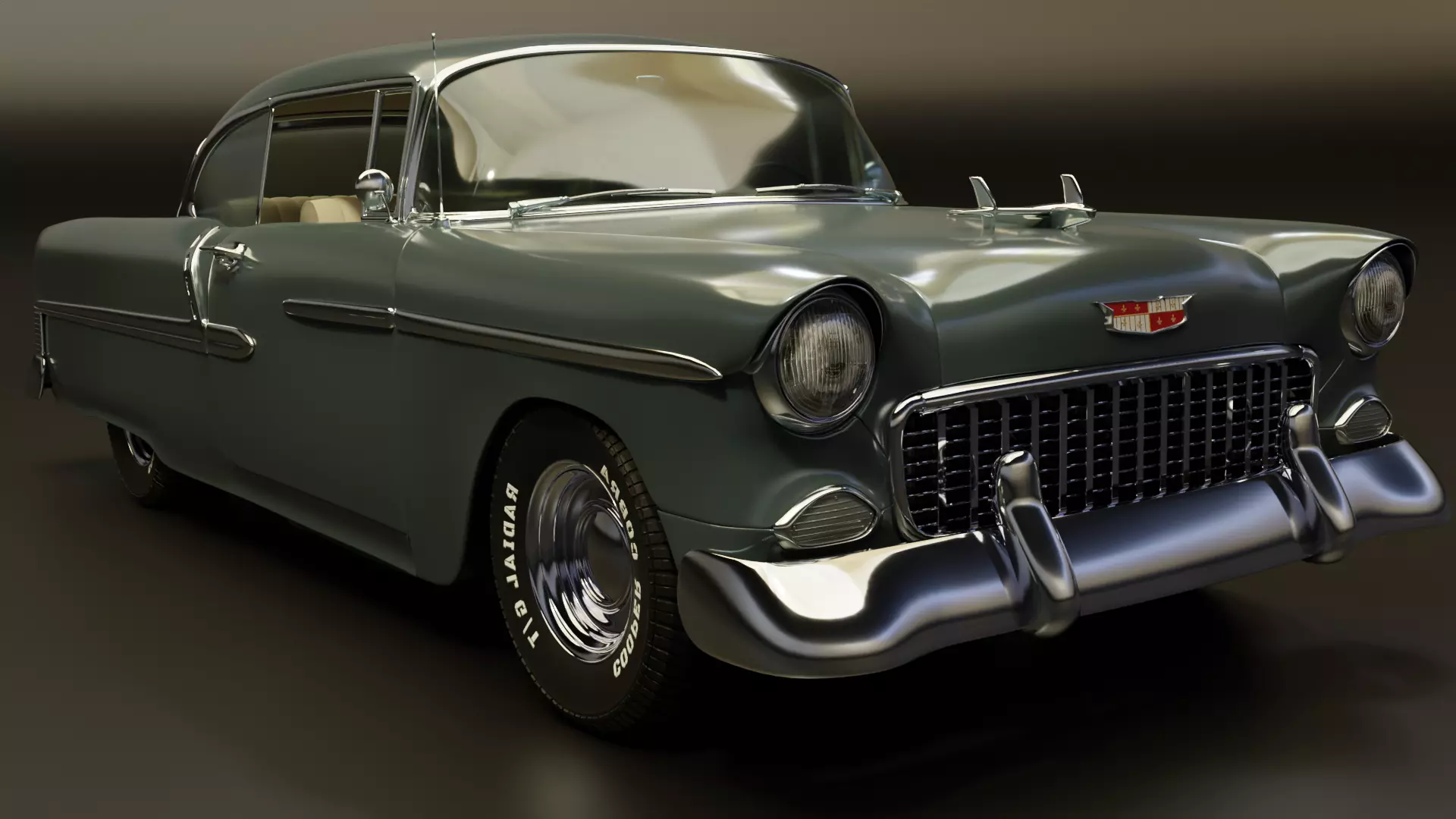 Classic Custom 50s Car 3D model_0