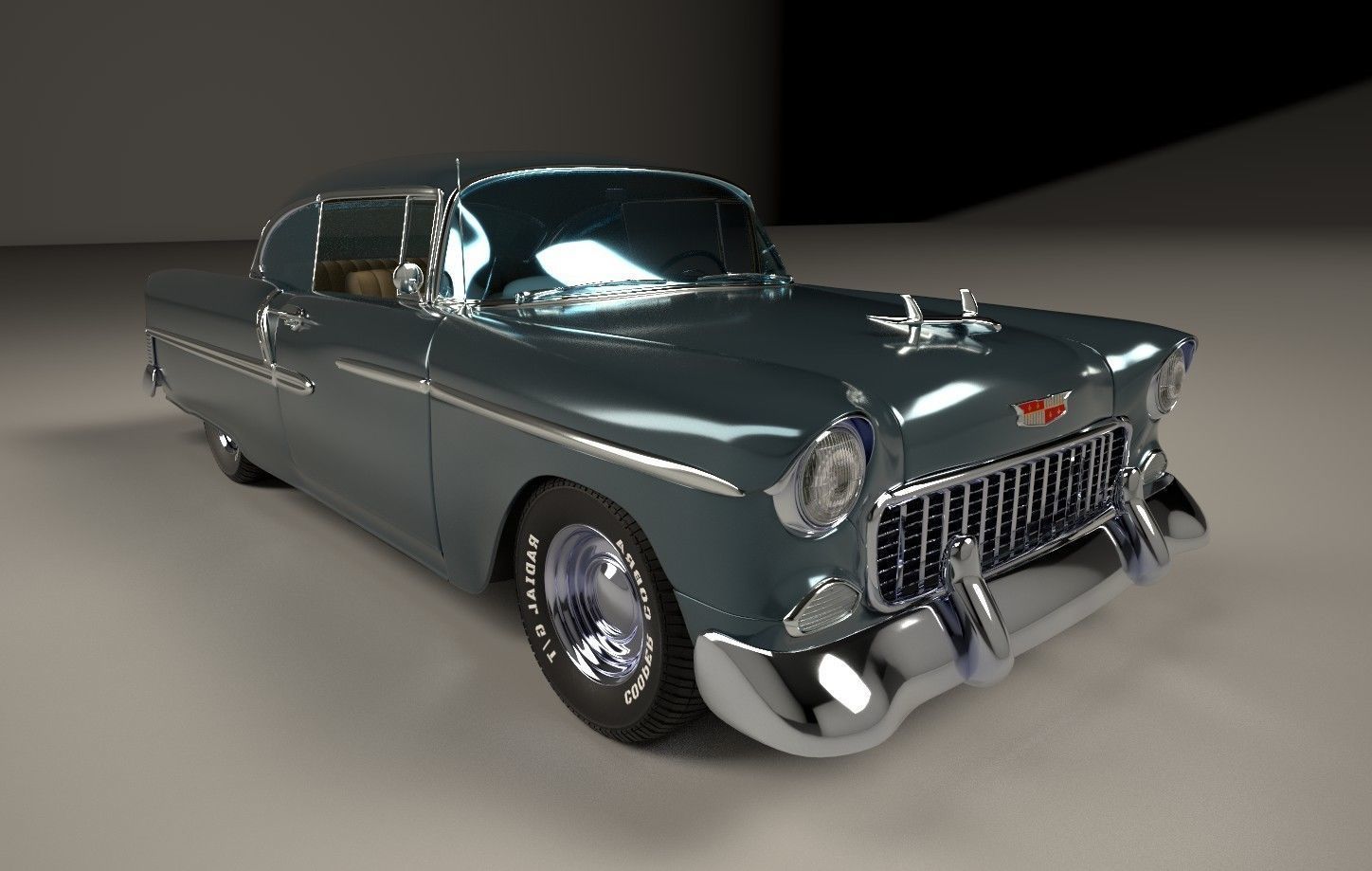 Classic Custom 50s Car 3D model_7