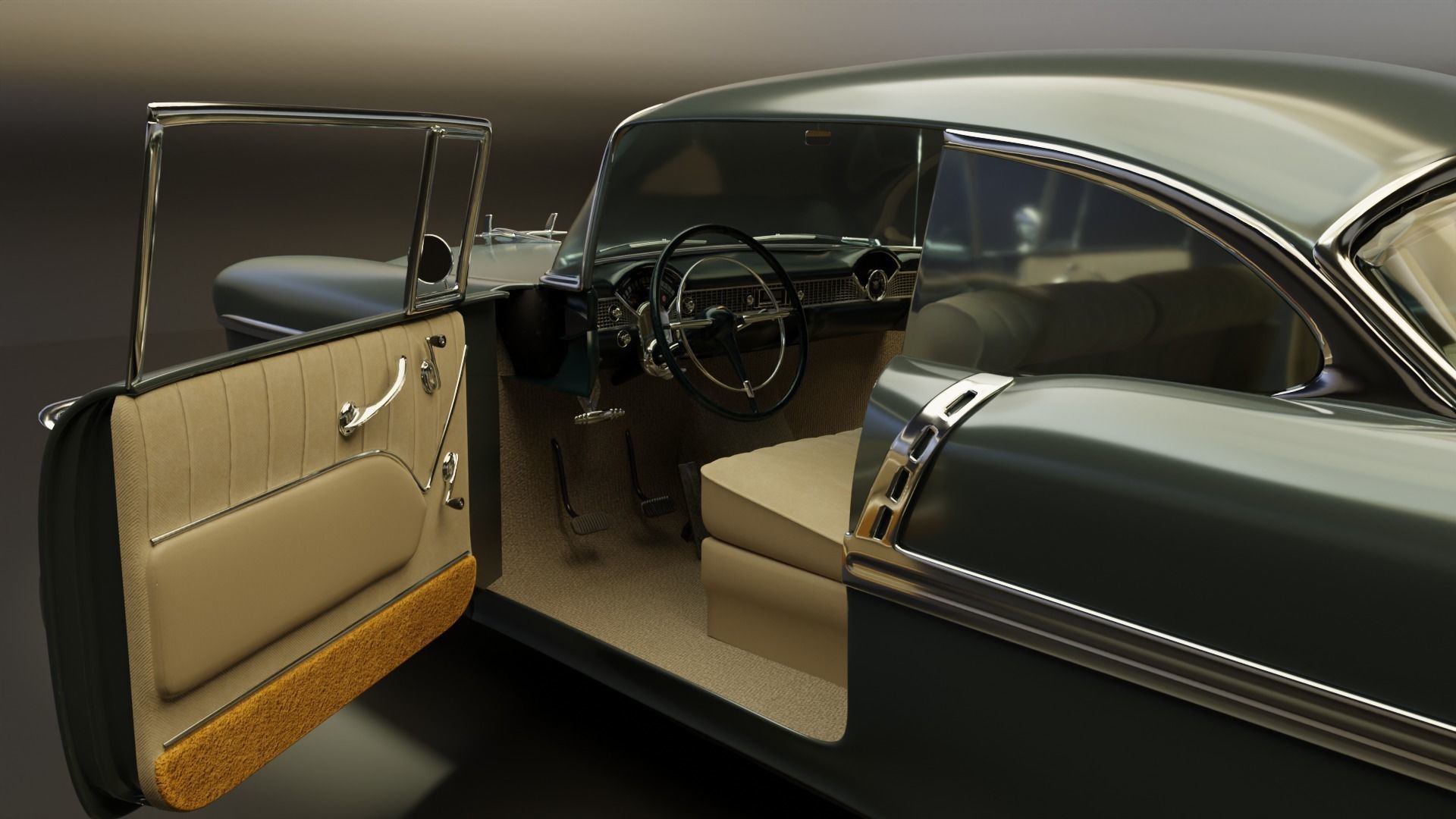 Classic Custom 50s Car 3D model_4