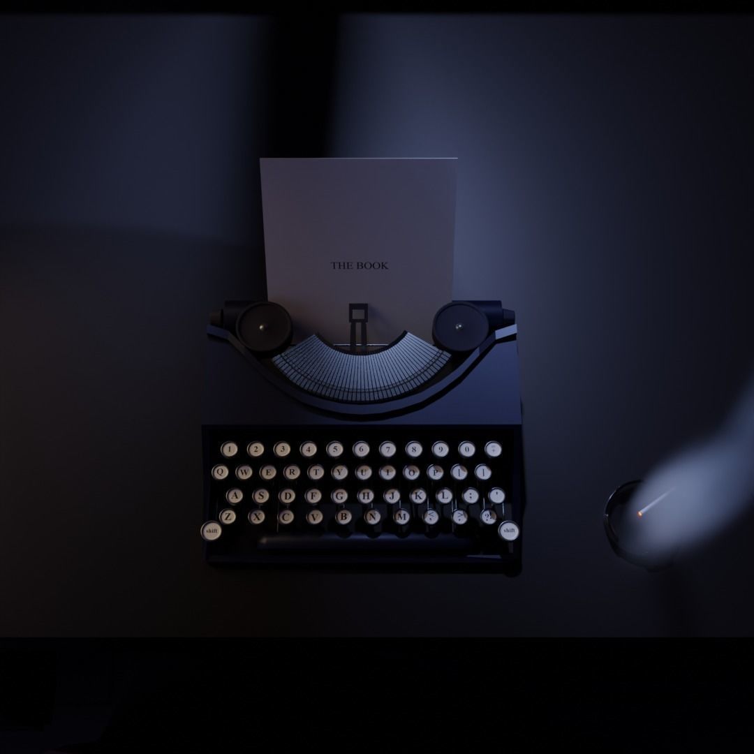 Retro typewriter 3D model_1
