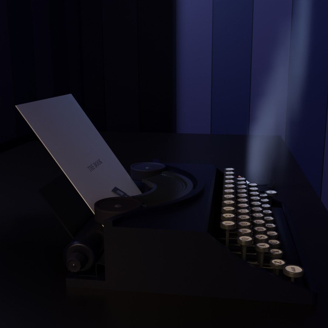 Retro typewriter 3D model_2