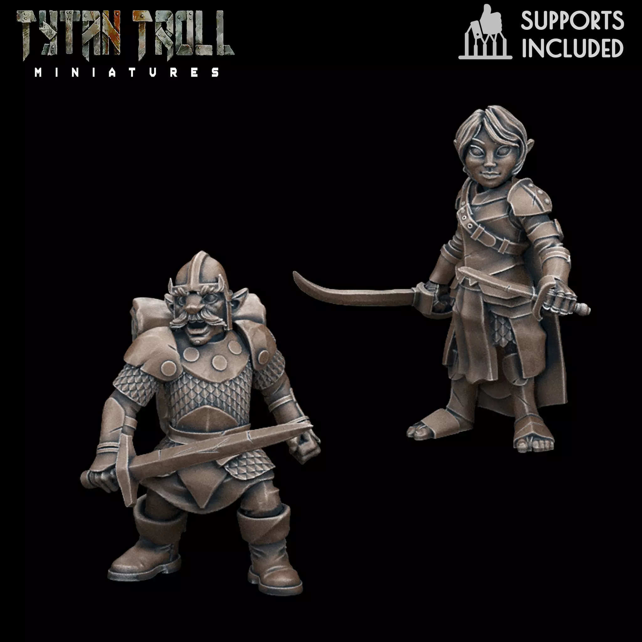 DND Heroes - Gnome Fighters - Pre-Supported 3D print model_0