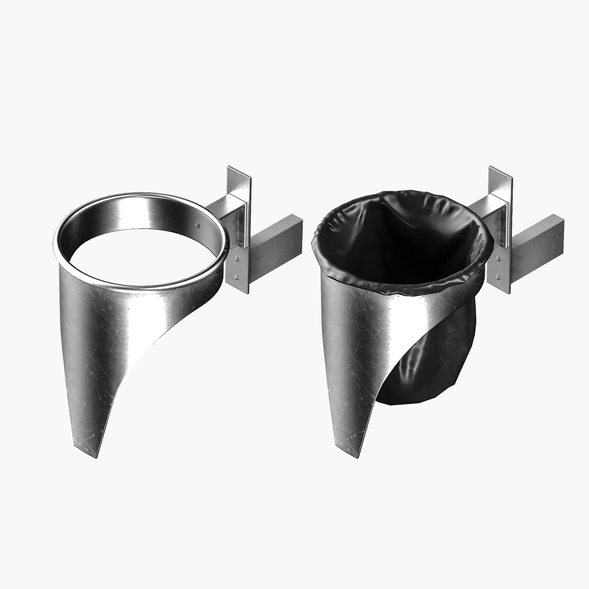 Empty Wall-mounted Trashcan Low-poly 3D model